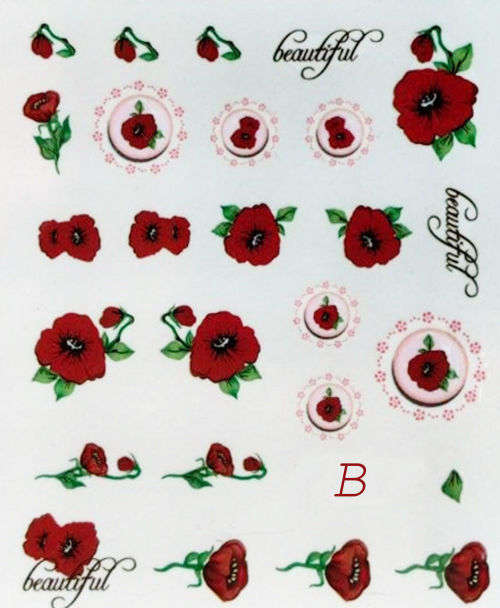 NAIL ART - WATER TRANSFER DECALS - FLOWERS