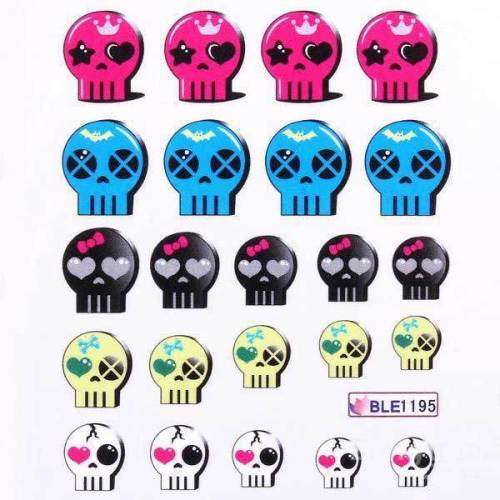 NAIL ART - WATER TRANSFER DECALS - SKULLS