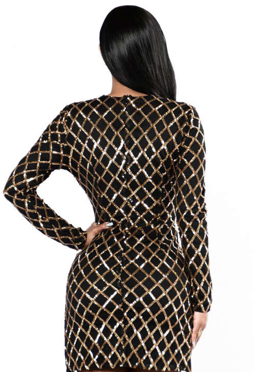 SEQUIN DOUBLE SLIT MINI CLUB DRESS