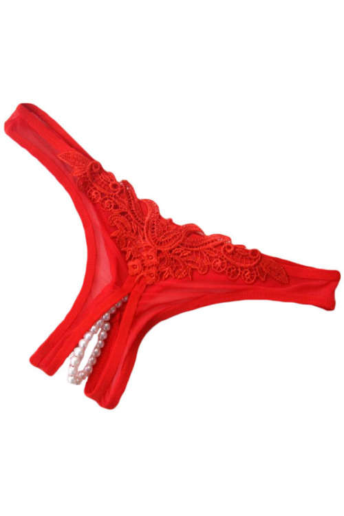 SEXY RED PEARL BOTTOM G-STRING - ONE SIZE