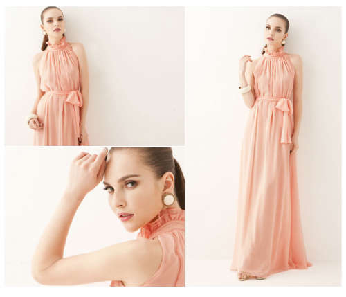 PINK CHIFFON MAXI DRESS - ONE SIZE