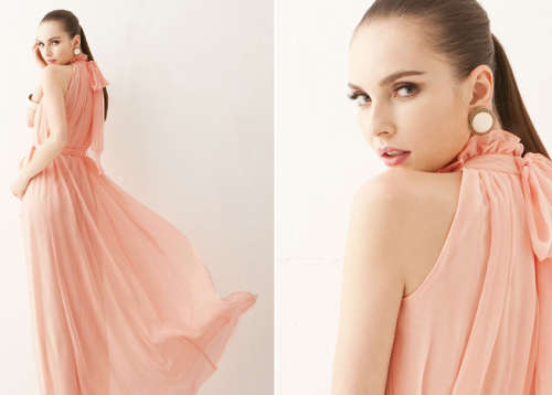 PINK CHIFFON MAXI DRESS - ONE SIZE