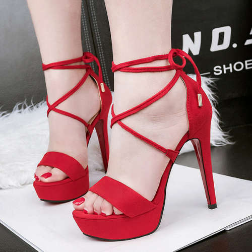 SHOES/WOMENS SHOES/STILETTO SANDAL SHOES/REDLACE UP PLATFORM STILETTO SANDALS SHOES