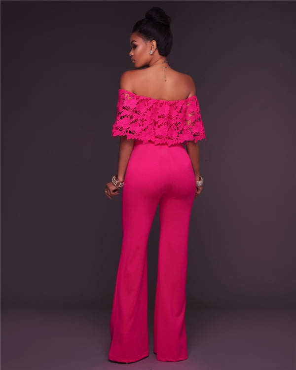JUMPSUIT/JUMPSUITS/LACE JUMPSUITS/PINK JUMPSUITS/OFF SHOULDER JUMPSUIT/WIDE LEG JUMPSUITS