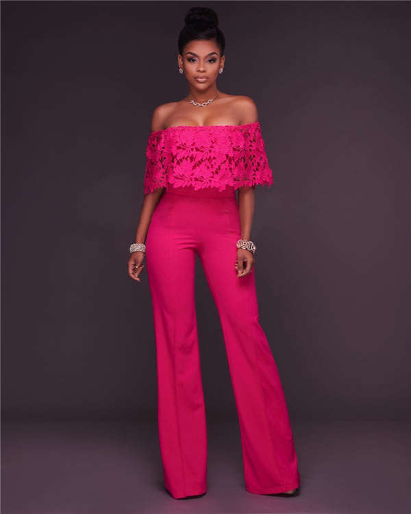 JUMPSUIT/JUMPSUITS/LACE JUMPSUITS/PINK JUMPSUITS/OFF SHOULDER JUMPSUIT/WIDE LEG JUMPSUITS