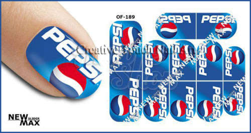 NAIL ART - Water Transfer Nail Decals Pepsi Sliders For Nails