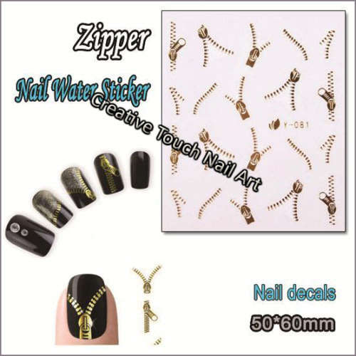 NAIL ART - Gold Zipper Water Transfer Nail Art