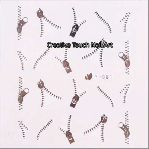 NAIL ART - Silver Zipper Water Transfer Nail Art