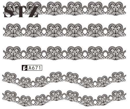 NAIL ART - Water Transfer Decals Nail Art Stickers Black