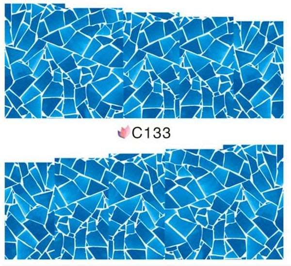 NAIL ART - Blue Abstract Water Transfer Nail Art