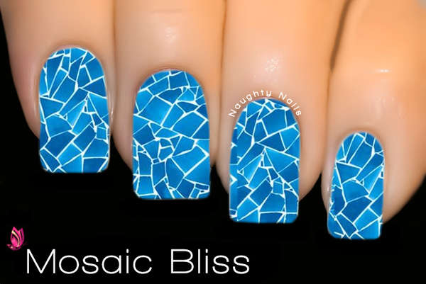 NAIL ART - Blue Abstract Water Transfer Nail Art