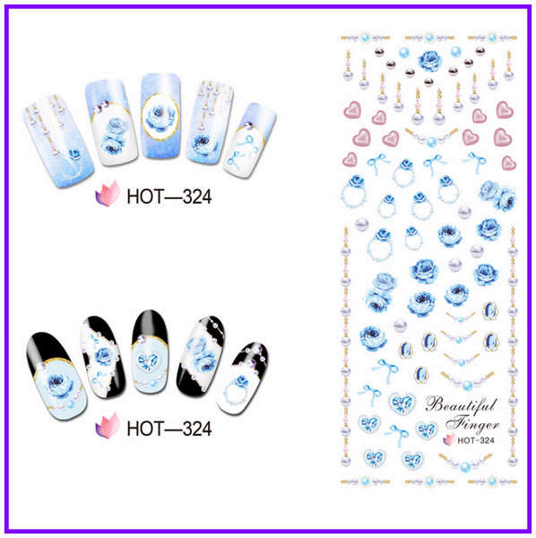 NAIL ART - Blue Flowers Water Transfer Nail Art