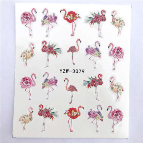 NAIL ART - Water Transfer Decals Flamingo Sliders - YZW-3079