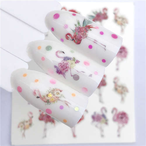 NAIL ART - Water Transfer Decals Flamingo Sliders - YZW-3079