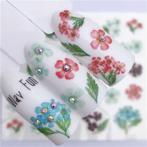 NAIL ART - Water Transfer Decals Flower Sliders - YZW-3071