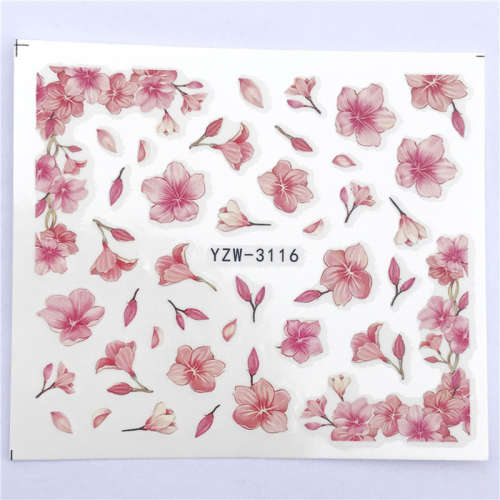 NAIL ART - Water Transfer Decals Flower Sliders - YZW-3116