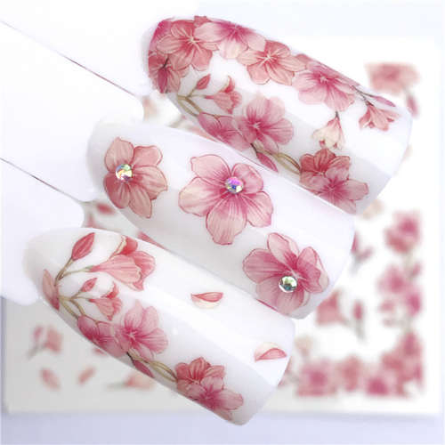 NAIL ART - Water Transfer Decals Flower Sliders - YZW-3116
