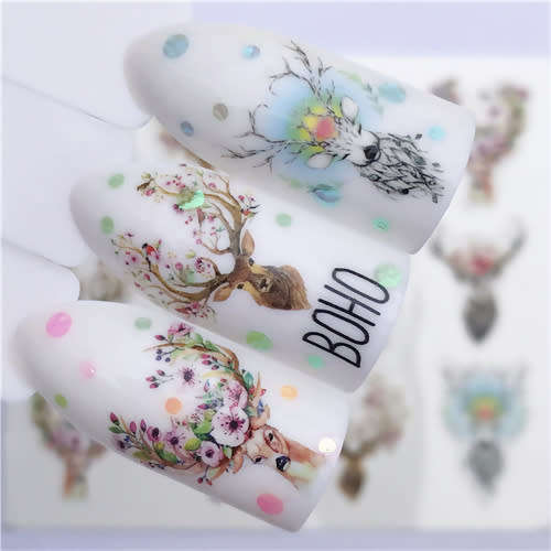 NAIL ART - Water Transfer Reindeer Nail Art Sliders - 3074