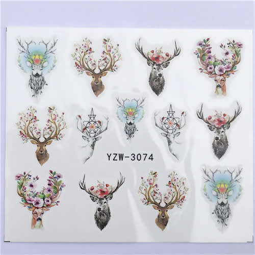 NAIL ART - Water Transfer Reindeer Nail Art Sliders - 3074