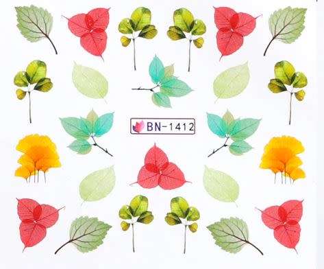 NAIL ART - Water Transfer Decals Leaves Nail Art Sliders - BN1412