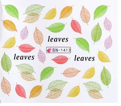 NAIL ART - Water Transfer Decals Leaves Nail Art Sliders - BN1413