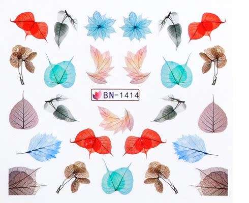 NAIL ART - Water Transfer Decals Leaves Nail Art Sliders - BN1414