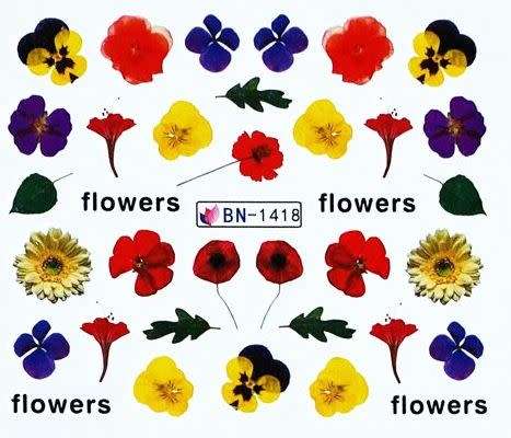 NAIL ART - Water Transfer Decals Nail Art Sliders Flowers - BN1418