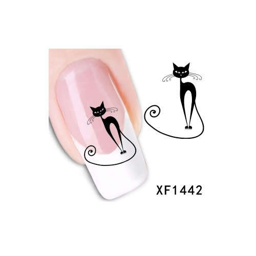 NAIL ART - Black Cats Water Transfer Nail Art XF1442