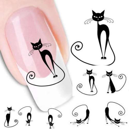 NAIL ART - Black Cats Water Transfer Nail Art XF1442