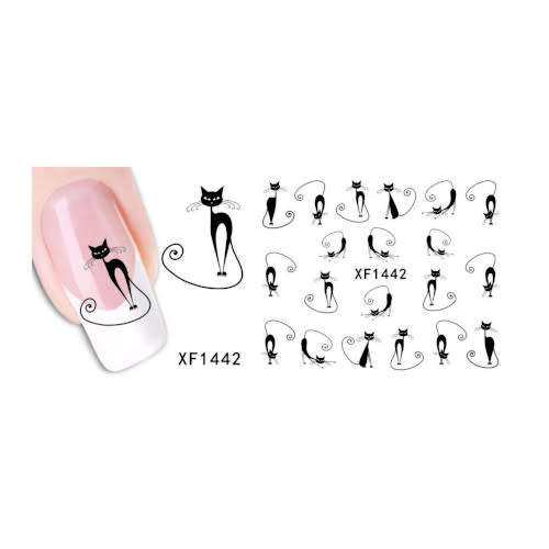 NAIL ART - Black Cats Water Transfer Nail Art XF1442