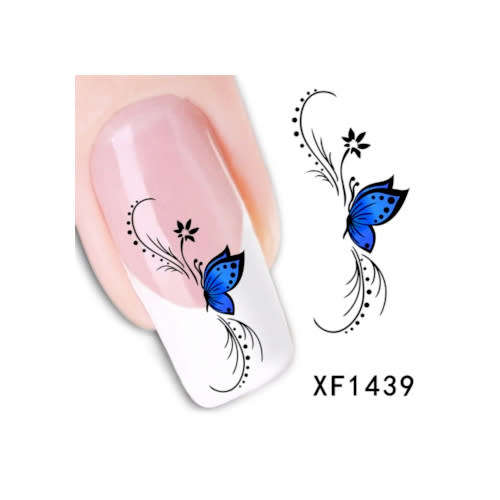 NAIL ART - Blue Butterfly Water Transfer Nail Art XF1439