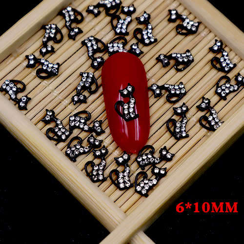 NAIL ART - Black Cat Rhinestone Nail Art Charm