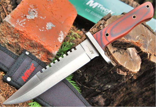 MTech Fixed Blade Bowie Sawback with Sheath