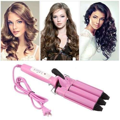 Three barrel ceramic hair curling iron deep weaver curler tool