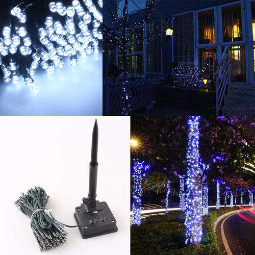 10m solar fairy lights cool white.