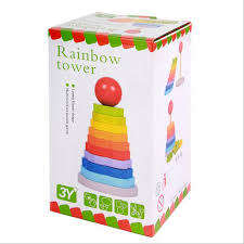 Rainbow plum set tower wooden toy
