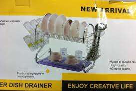 2 Layer Stainless Steel Dish Rack Cutlery Organiser