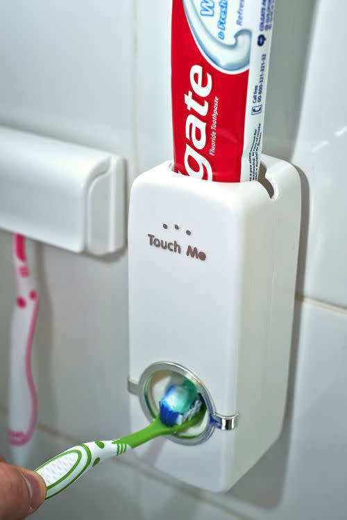 Automatic Toothpaste Dispenser and Toothbrush Holder