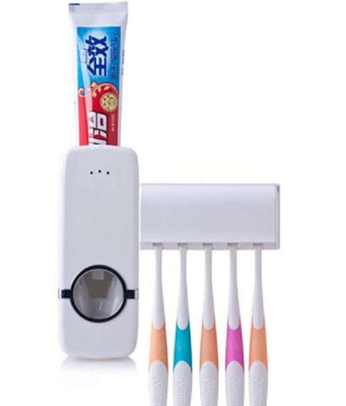 Automatic Toothpaste Dispenser and Toothbrush Holder
