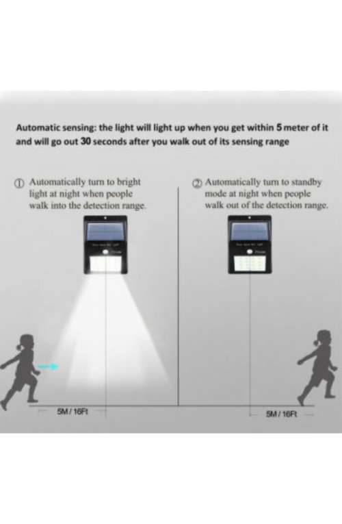 20 led solar motion activated wall lights