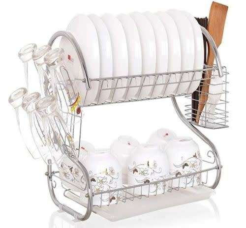 Chrome plated 2 layer dish rack