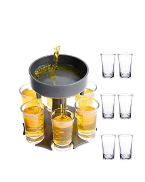 Alcohol shot dispenser with 6 glasses