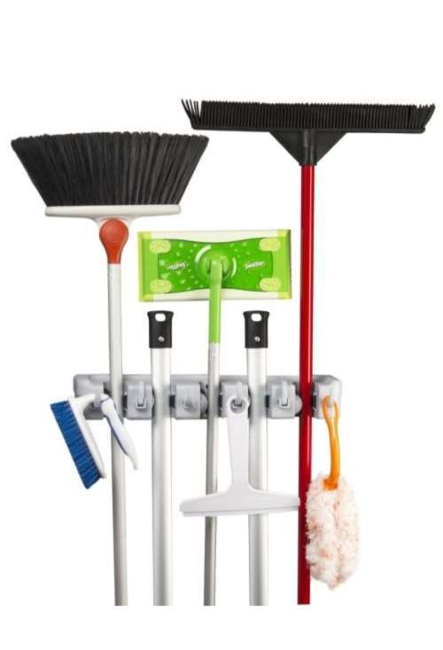 Broom and mop holder organiser