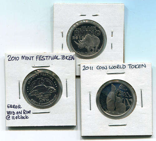 Coin World Tokens x 3 (Mixed Lot)