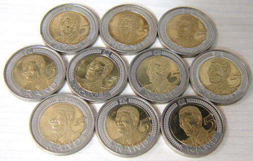 2008 Mandela Birthday R5 Coins - AU - Bid per Coin for all 10