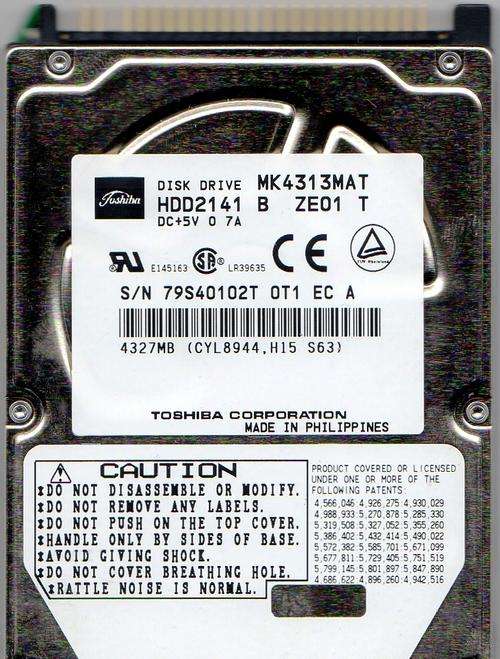 Toshiba 4GB IDE 2.5" Laptop Hard Drive - HDD2141 MK4313MAT