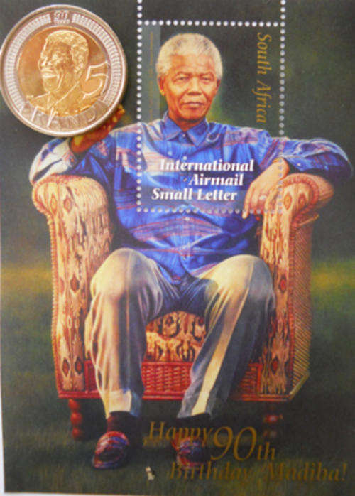 Nelson Mandela 90th Birthday Uncirculated Coin & Stamp