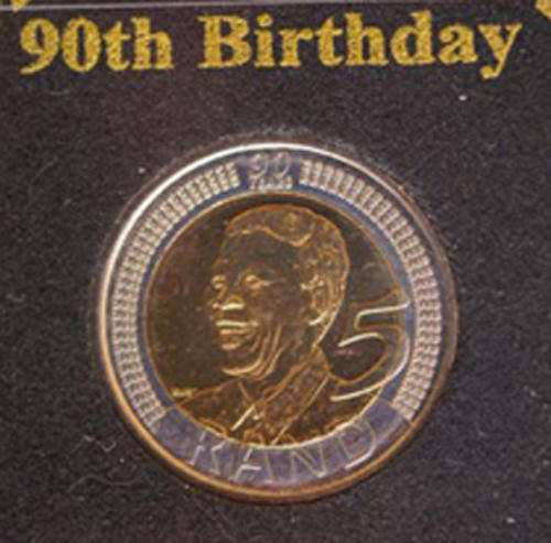 Nelson Mandela 90th Birthday  R5 in special coin holder