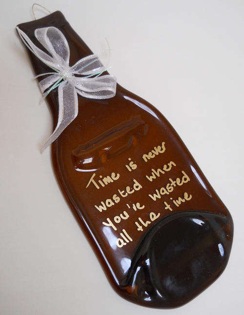 Flattened Glass bottles (Brown - 340ml)