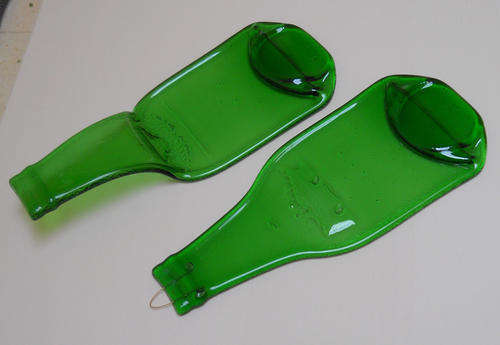 Flattened Glass bottles (Bright Green - 340ml)